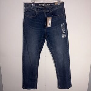 NWT Eddie Bauer 32x30 Men's Flex Straight Fit Denim Blue Jeans